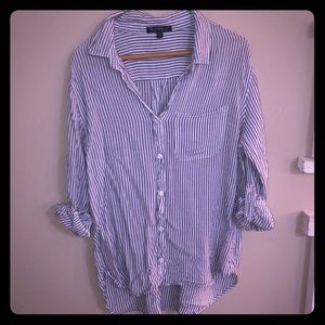 Striped Denim Buttoned Up Top